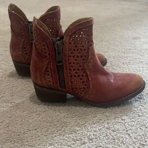 Women's orange/red distressed Circle G Ankle Boots